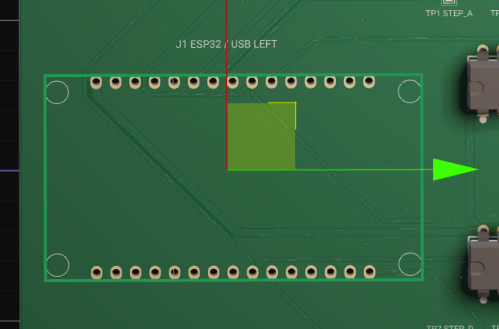 J1 footprint with the USB LEFT silkscreen marking