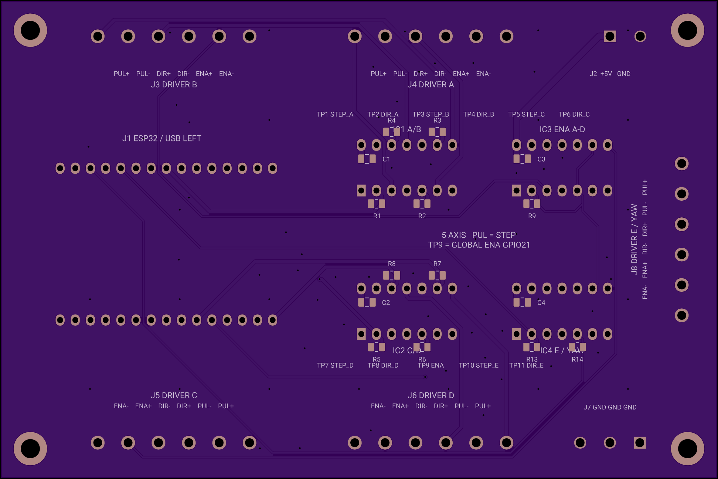 SS Stepper Controller v1.1 bare board pad layout with silkscreen